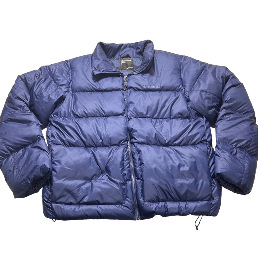 Marmot Guides Down Puffer Jacket Men XL Navy Blue Full Zip Insulated M15738 NWOT